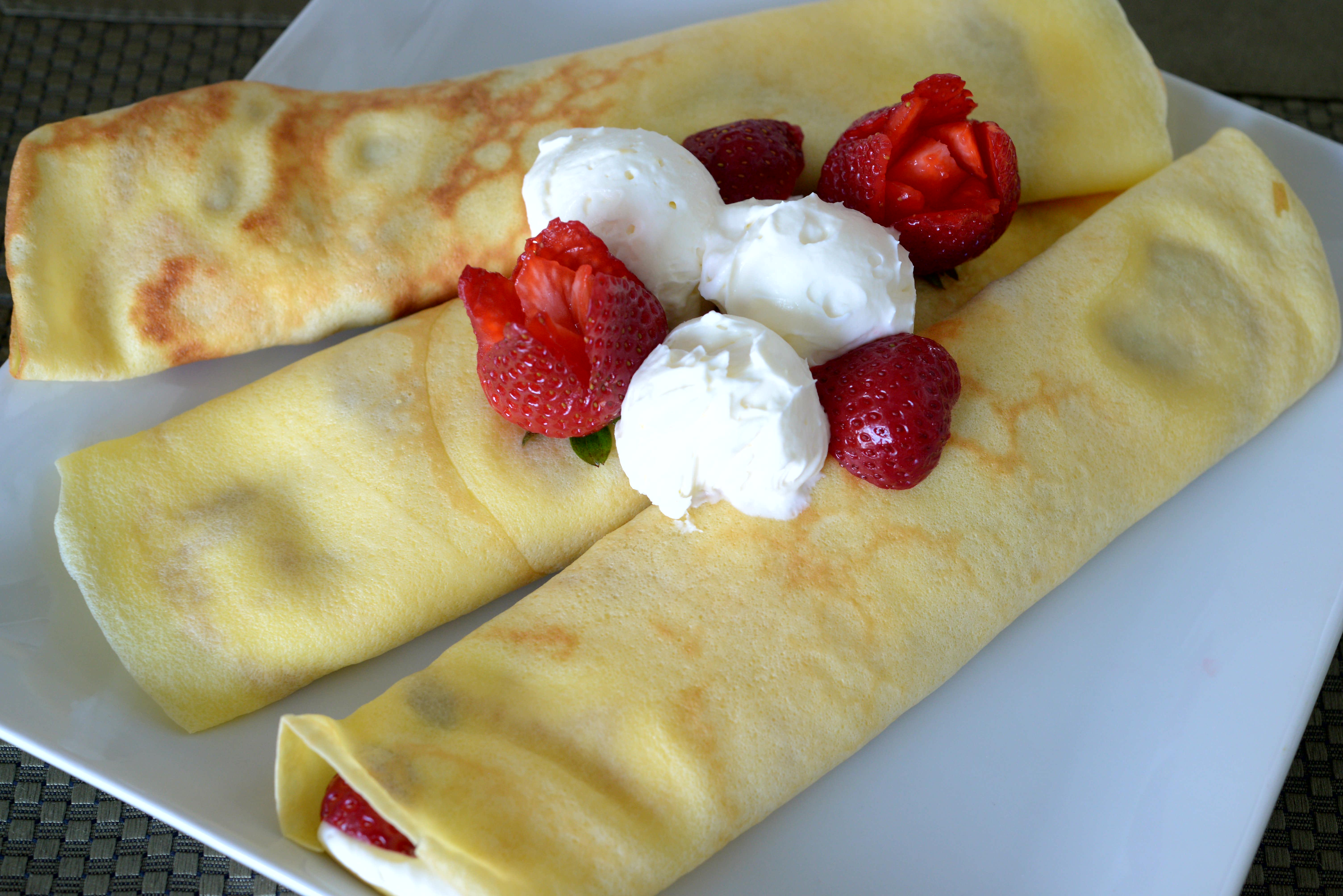 Strawberry Crepes with Cream Cheese Filling –